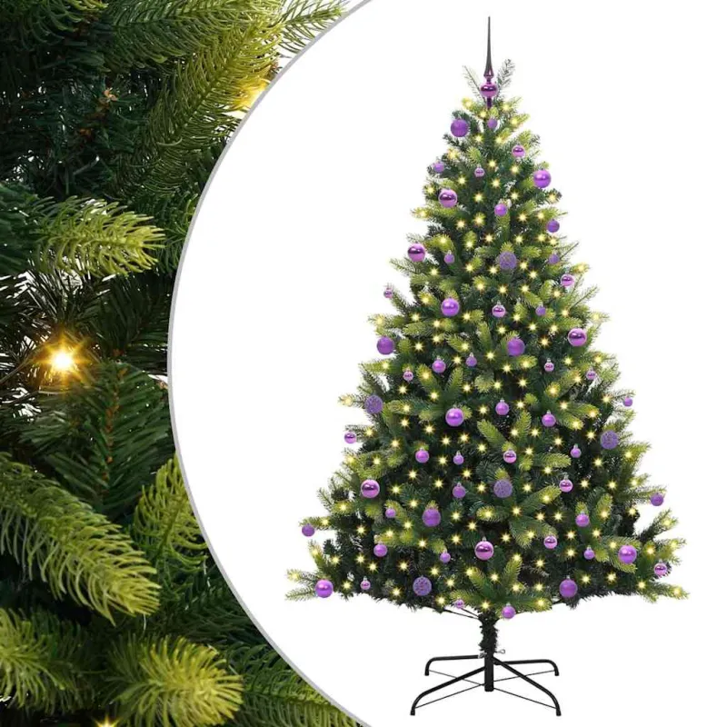 Dirbtinis sulankstomas Kalėdų medis su 300 LED Žalia 210 cm
