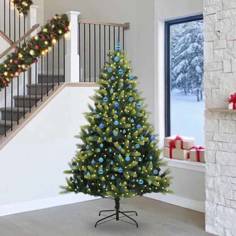 Dirbtinis sulankstomas Kalėdų medis su 300 LED Žalia 240 cm