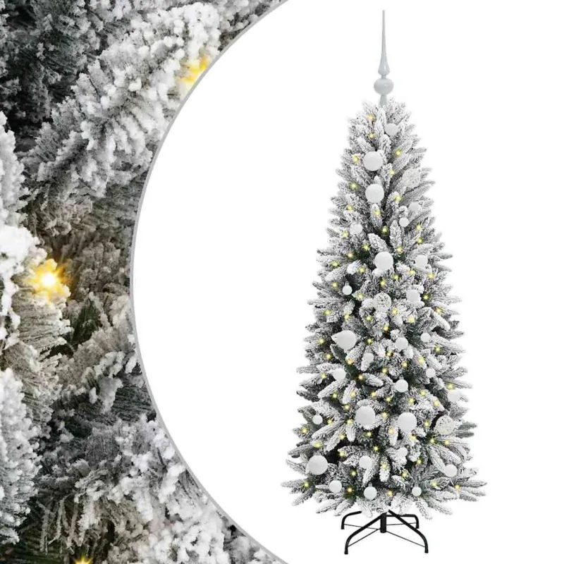 Dirbtinė Kalėdų eglutė su 150 LED s stovu Balta 120 cm