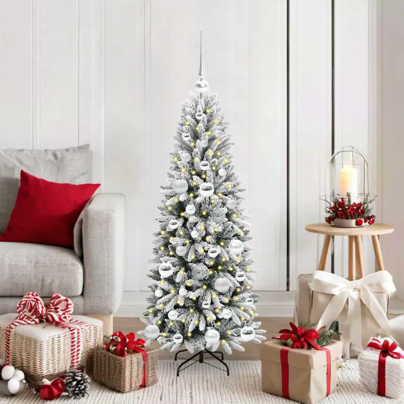 Dirbtinė Kalėdų eglutė su 150 LED s stovu Balta 120 cm