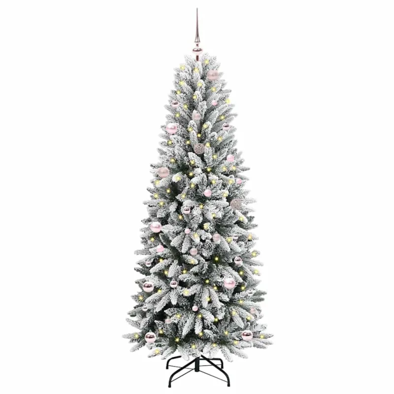 Dirbtinė Kalėdų eglutė su 150 LED s stovu Balta 150 cm
