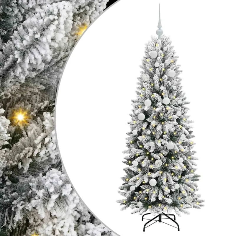 Dirbtinė Kalėdų eglutė su 150 LED s stovu Balta 150 cm