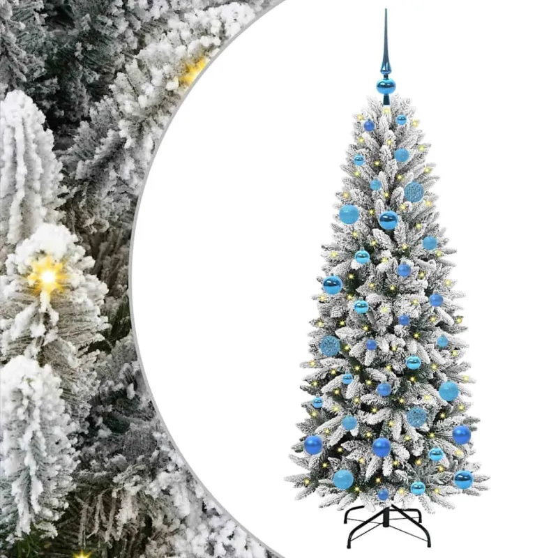 Dirbtinė Kalėdų eglutė su 150 LED s stovu Balta 150 cm