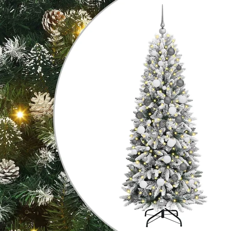 Dirbtinė Kalėdų eglutė su 300 LED s stovu Balta 180 cm