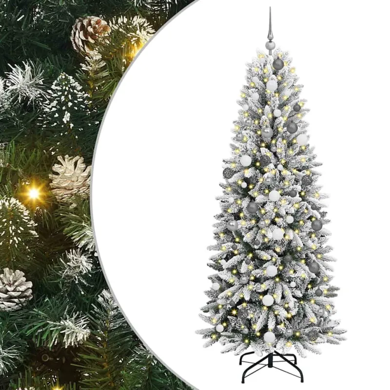 Dirbtinė Kalėdų eglutė su 300 LED s stovu Balta 210 cm
