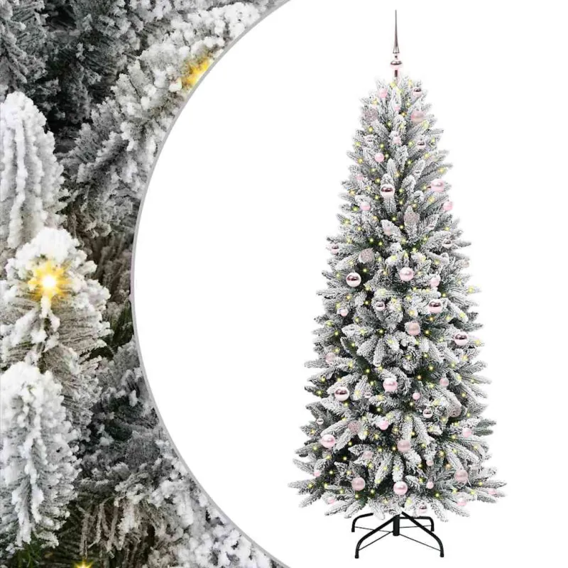 Dirbtinė Kalėdų eglutė su 300 LED s stovu Balta 210 cm