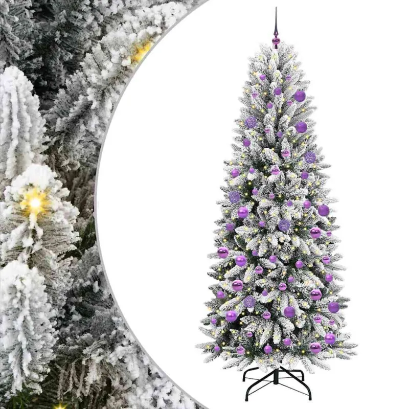 Dirbtinė Kalėdų eglutė su 300 LED s stovu Balta 210 cm