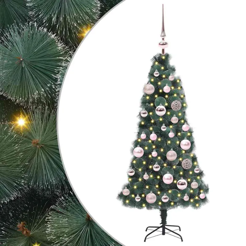 Dirbtinis Šventinis Medelis su Kamuoliukų Rinkinys Žalia 120 cm