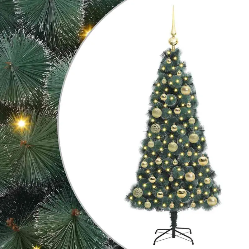 Dirbtinis Apšviestas Kalėdų Medis su Kamuoliukų Rinkinys 120 cm