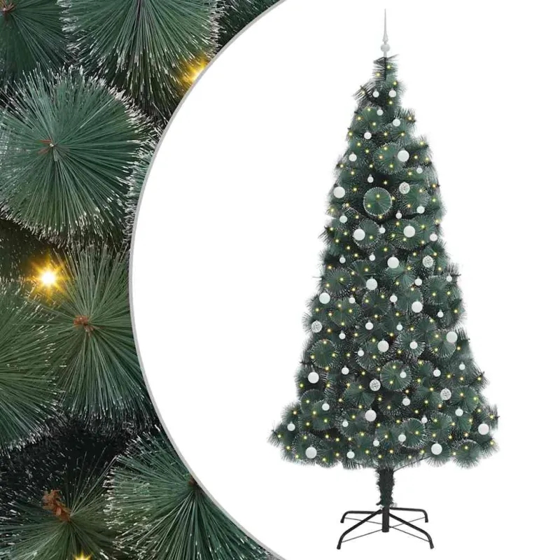 Dirbtinis šventinis medis su apdailos rutuliukais Žalia 240 cm