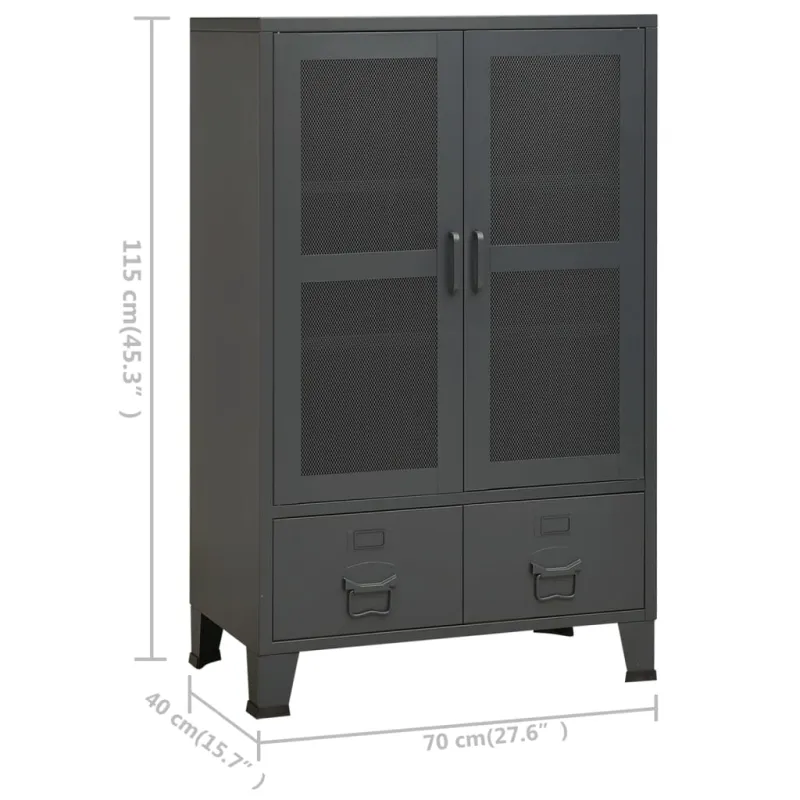 Sandėliavimo spintelė, antracito, 70x40x115cm, metalas