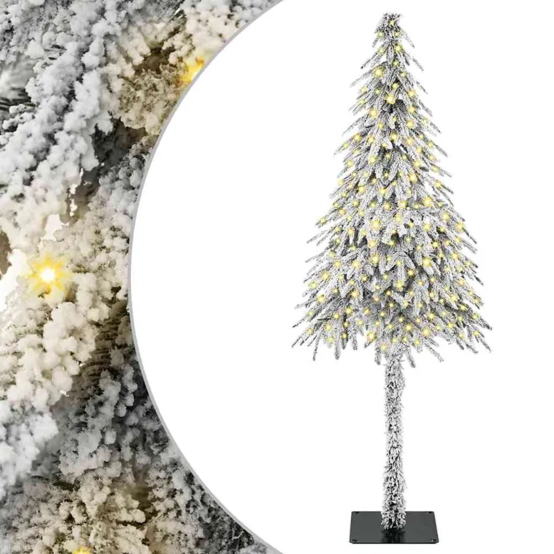 Kalėdų eglutė su 300 LED s stovu Balta 210 cm PE ir Plienas