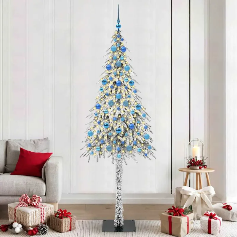 Kalėdų eglutė su 300 LED s stovu Balta 210 cm PE ir Plienas