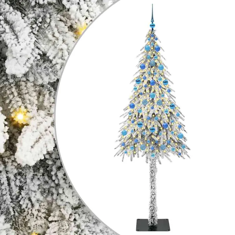 Kalėdų eglutė su 300 LED s stovu Balta 210 cm PE ir Plienas