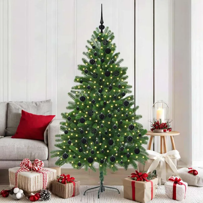 Kalėdų eglutė su 300 LED s stovu Žalia 180 cm PE