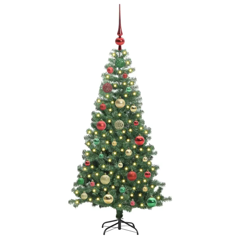 Kalėdų eglutė su 150 LED s stovu Žalia 120 cm PVC