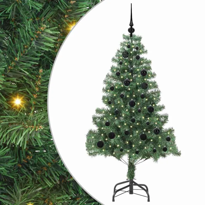 Kalėdų eglutė su 150 LED s stovu Žalia 150 cm PVC