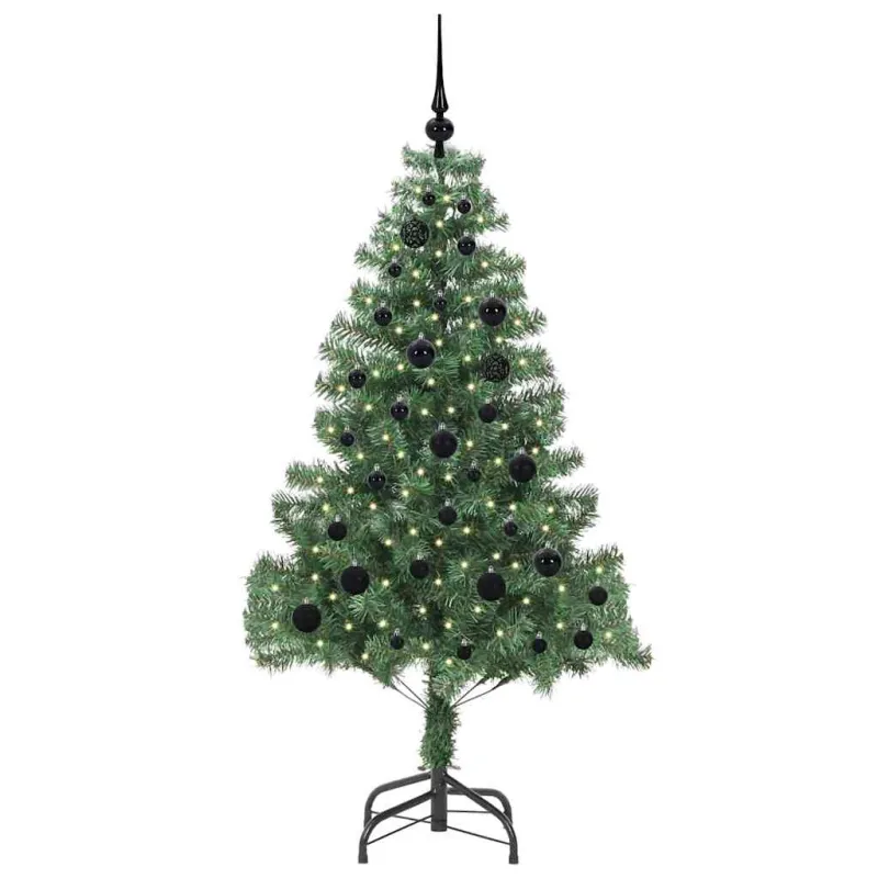 Kalėdų eglutė su 150 LED s stovu Žalia 150 cm PVC