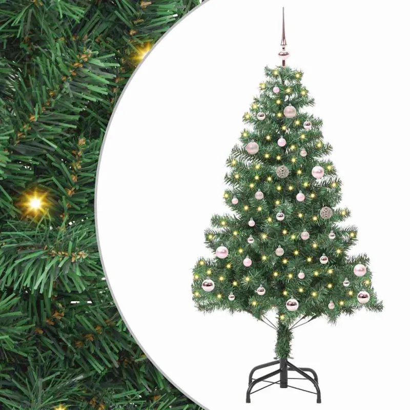 Kalėdų eglutė su 150 LED s stovu Žalia 150 cm PVC