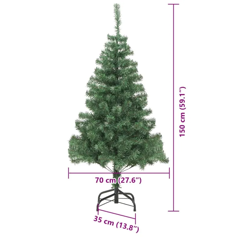 Kalėdų eglutė su 150 LED s stovu Žalia 150 cm PVC
