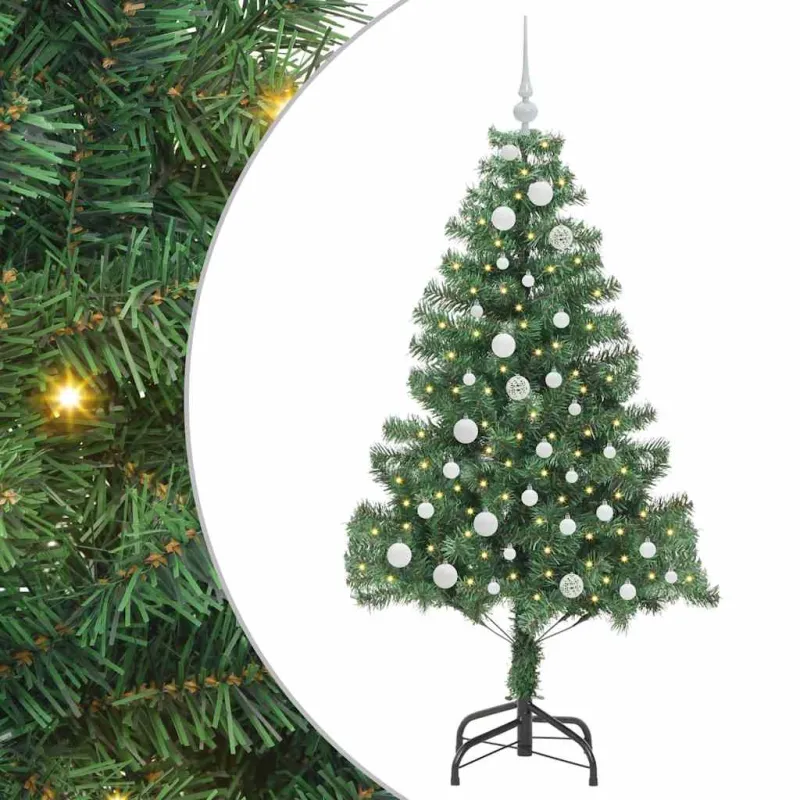 Kalėdų eglutė su 150 LED s stovu Žalia 150 cm PVC