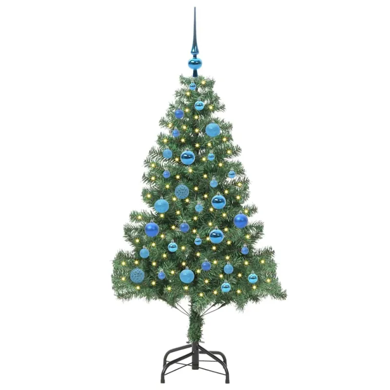 Kalėdų eglutė su 150 LED s stovu Žalia 150 cm PVC
