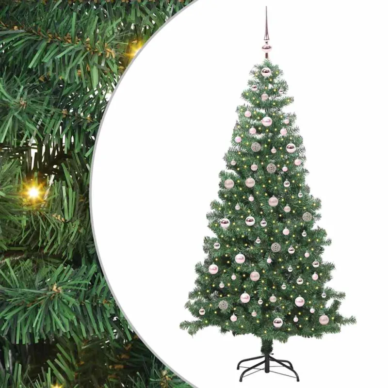 Kalėdų eglutė su 300 LED s stovu Žalia 240 cm PVC