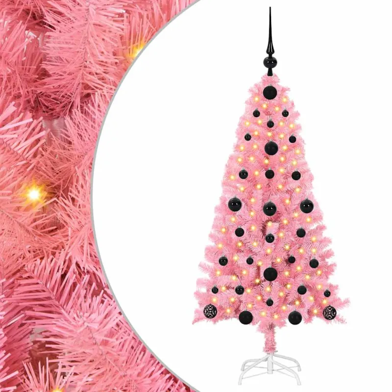 Kalėdų eglutė su 150 LED s stovu Rožinė 120 cm PVC