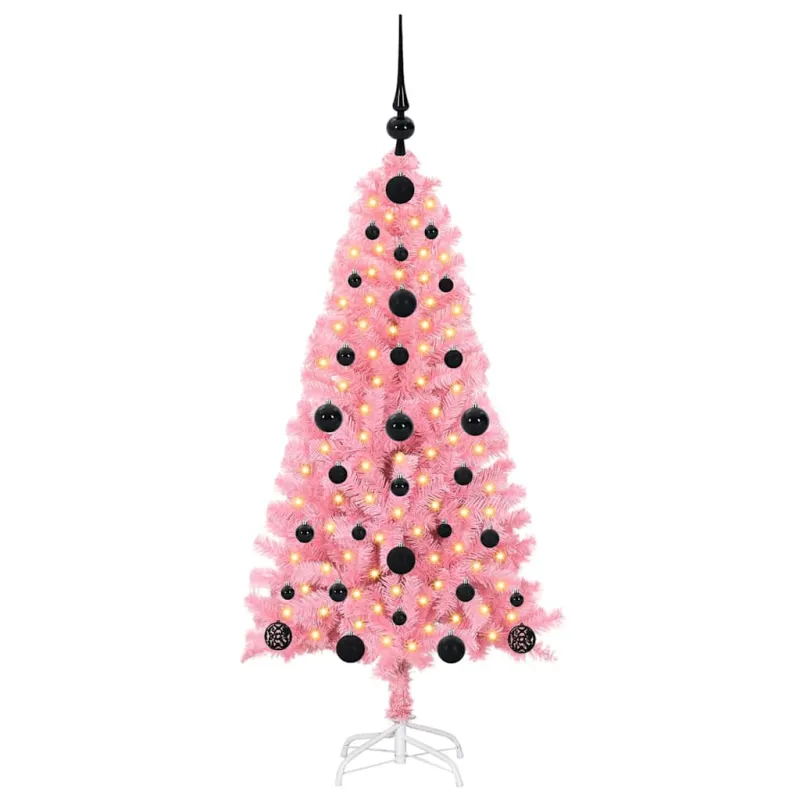 Kalėdų eglutė su 150 LED s stovu Rožinė 120 cm PVC