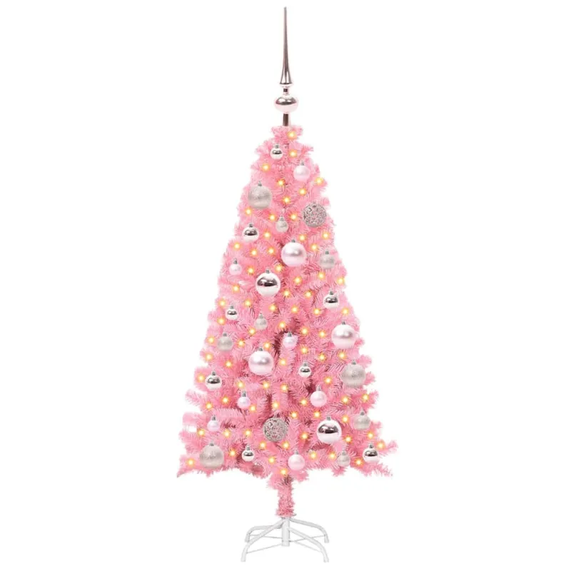 Kalėdų eglutė su 150 LED s stovu Rožinė 120 cm PVC