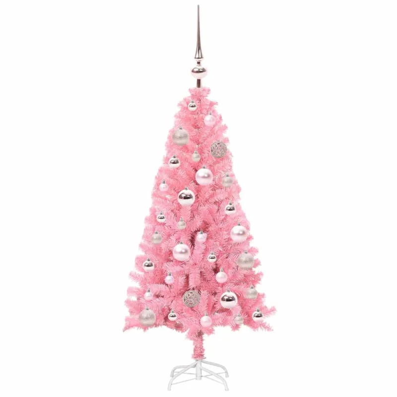Kalėdų eglutė su 150 LED s stovu Rožinė 120 cm PVC