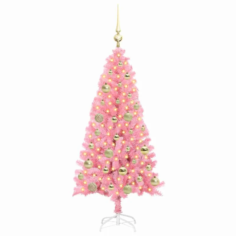 Kalėdų eglutė su 150 LED s stovu Rožinė 120 cm PVC