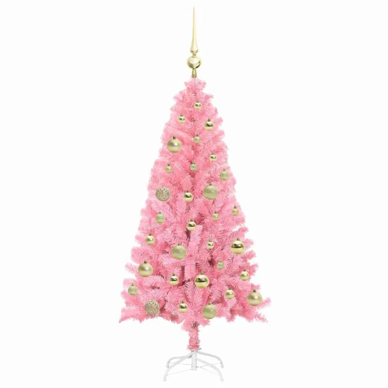 Kalėdų eglutė su 150 LED s stovu Rožinė 120 cm PVC