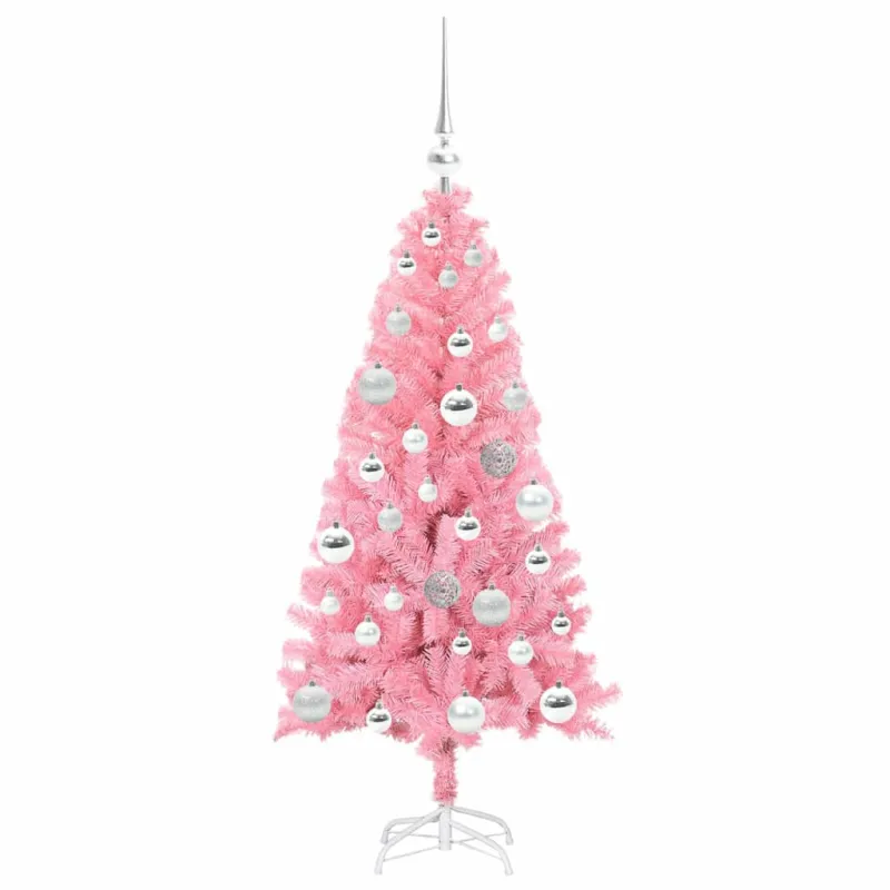 Kalėdų eglutė su 150 LED s stovu Rožinė 120 cm PVC