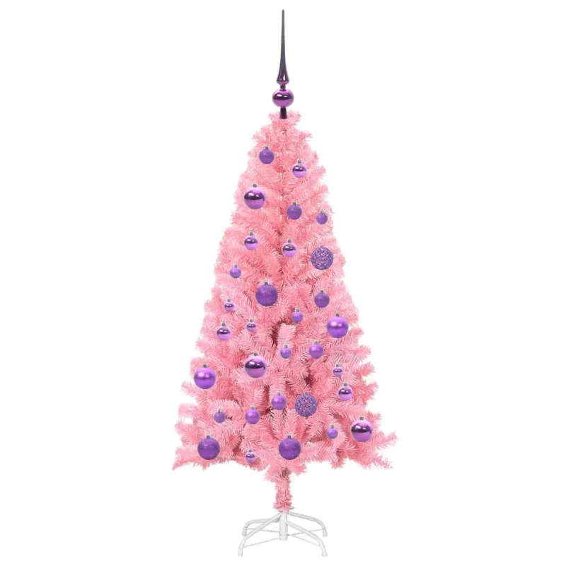 Kalėdų eglutė su 150 LED s stovu Rožinė 120 cm PVC