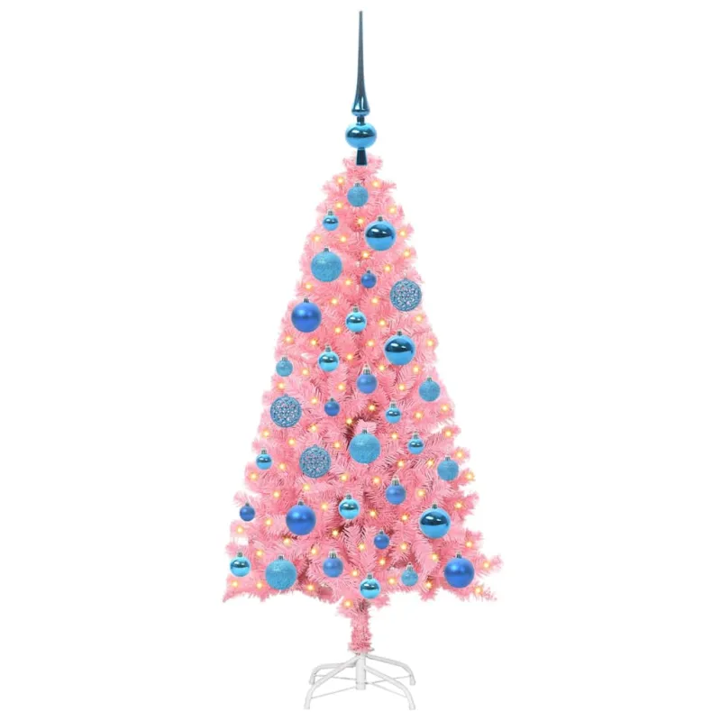 Kalėdų eglutė su 150 LED s stovu Rožinė 120 cm PVC