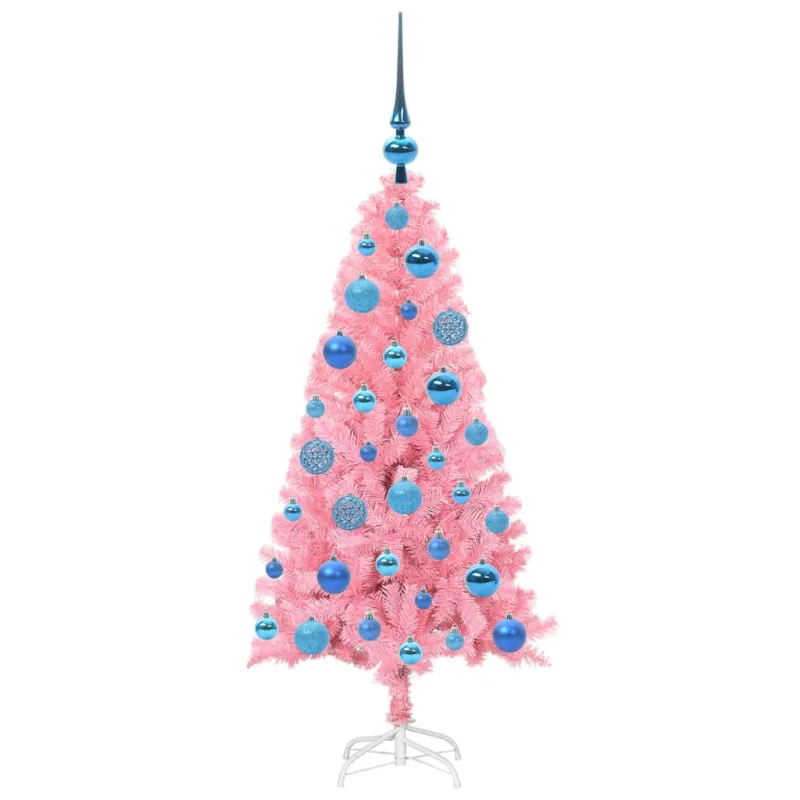 Kalėdų eglutė su 150 LED s stovu Rožinė 120 cm PVC