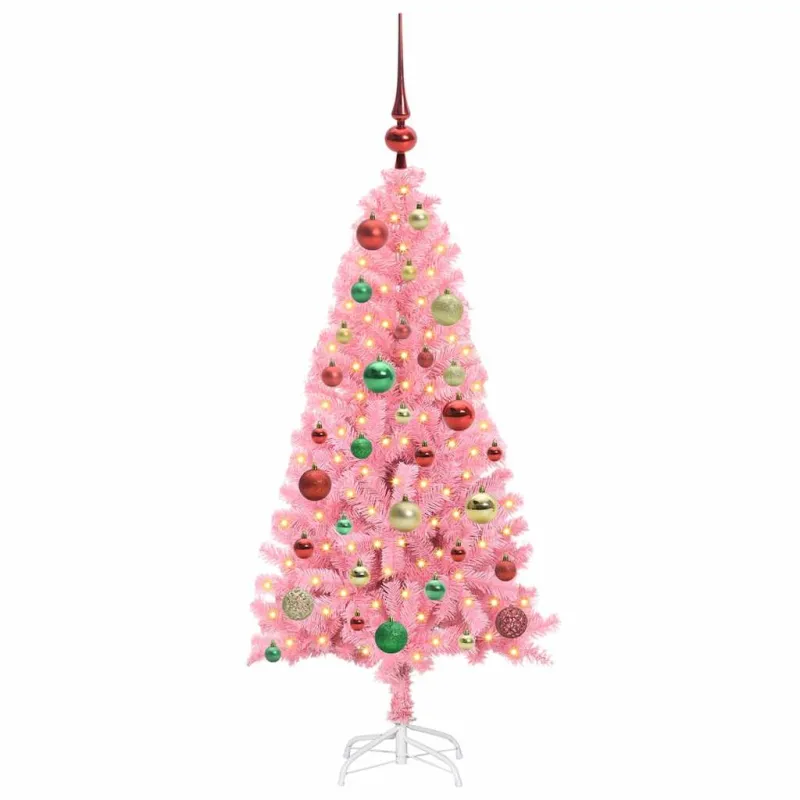 Kalėdų eglutė su 150 LED s stovu Rožinė 120 cm PVC