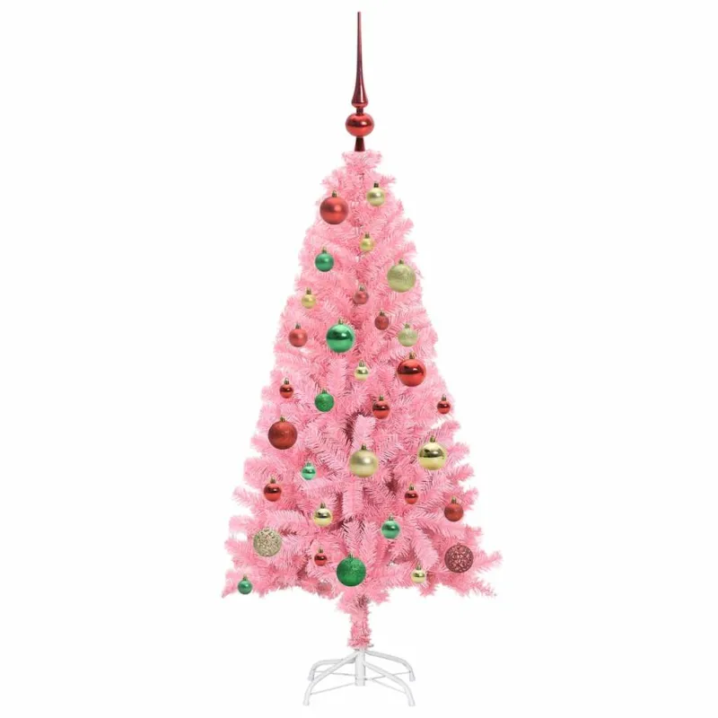 Kalėdų eglutė su 150 LED s stovu Rožinė 120 cm PVC