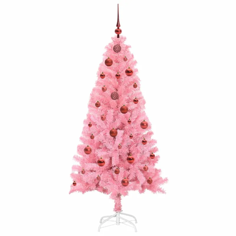 Kalėdų eglutė su 150 LED s stovu Rožinė 150 cm PVC