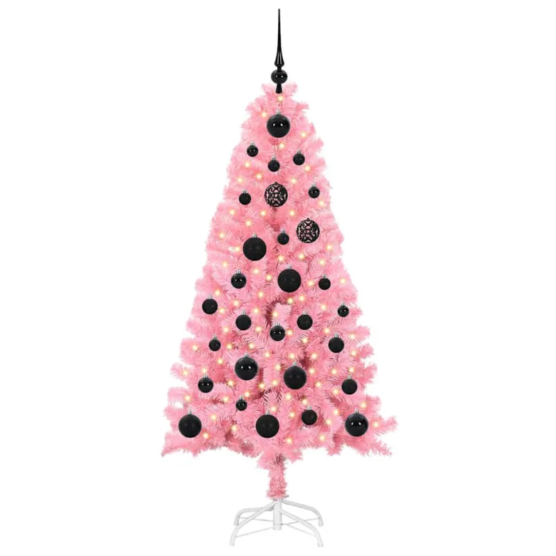 Kalėdų eglutė su 150 LED s stovu Rožinė 150 cm PVC