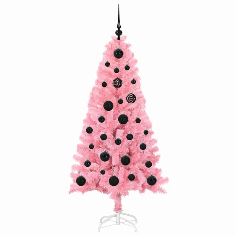 Kalėdų eglutė su 150 LED s stovu Rožinė 150 cm PVC