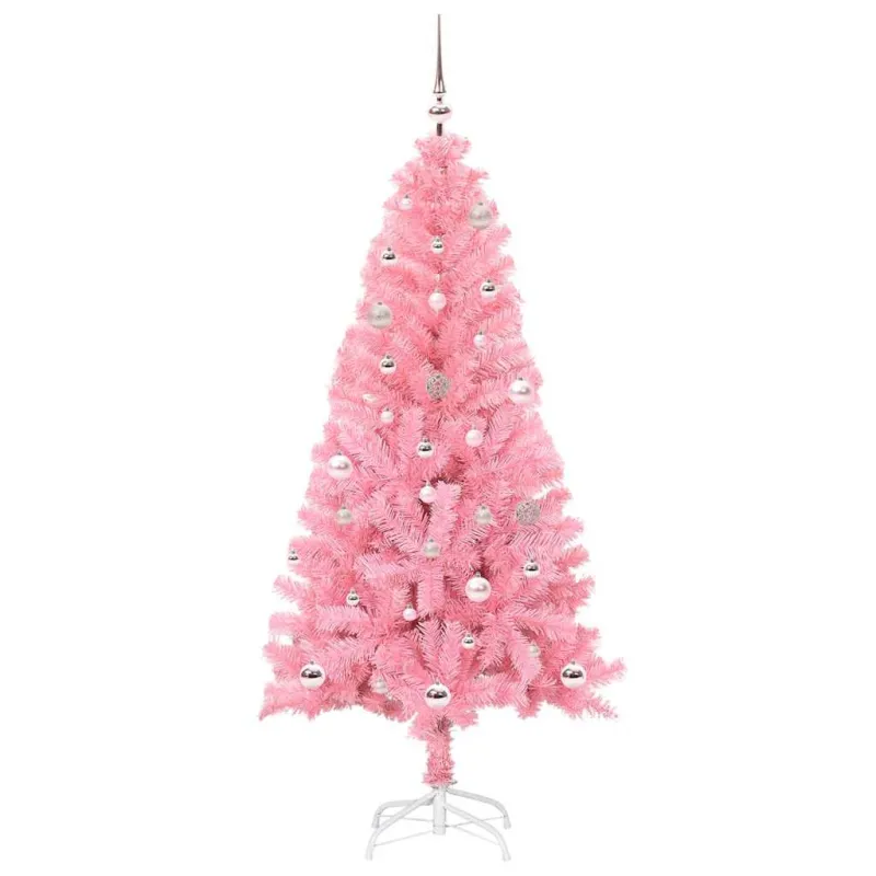 Kalėdų eglutė su 150 LED s stovu Rožinė 150 cm PVC