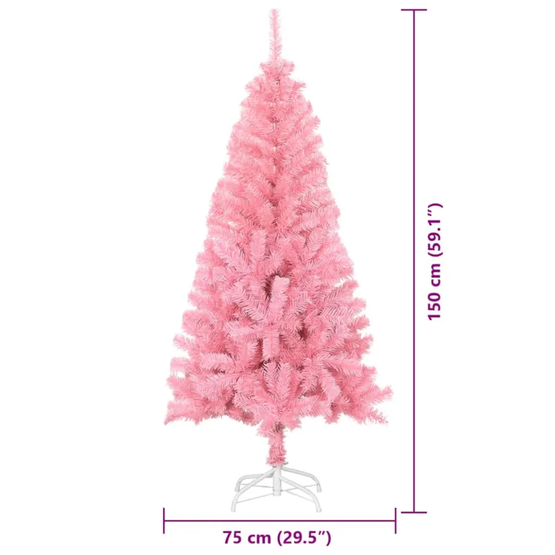 Kalėdų eglutė su 150 LED s stovu Rožinė 150 cm PVC