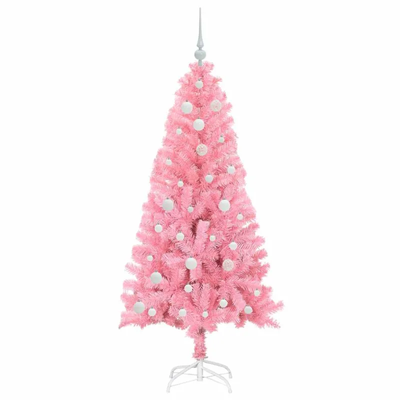 Kalėdų eglutė su 150 LED s stovu Rožinė 150 cm PVC
