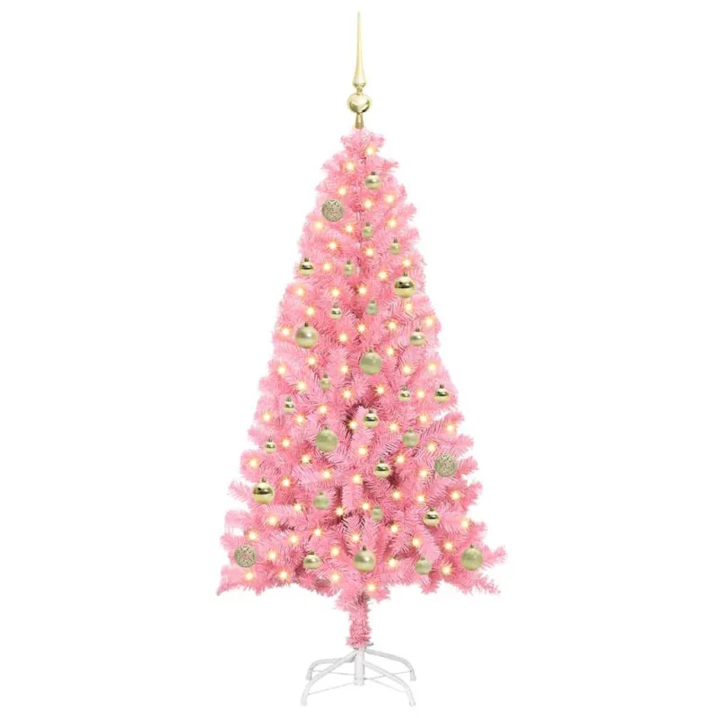 Kalėdų eglutė su 150 LED s stovu Rožinė 150 cm PVC