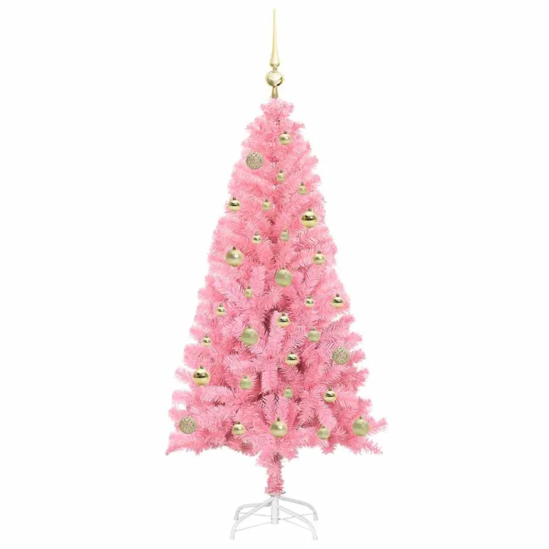 Kalėdų eglutė su 150 LED s stovu Rožinė 150 cm PVC
