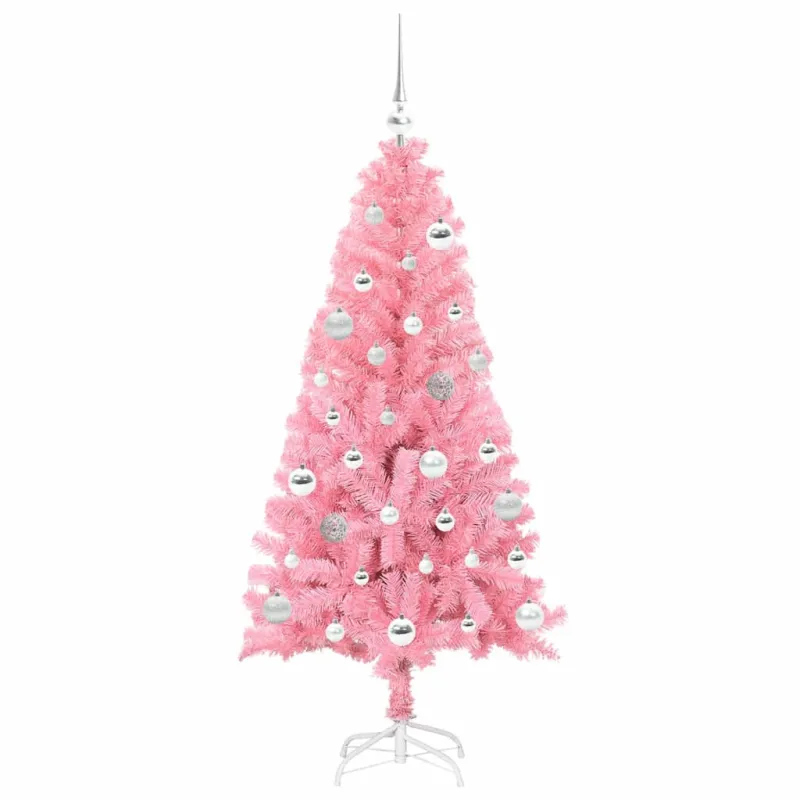Kalėdų eglutė su 150 LED s stovu Rožinė 150 cm PVC