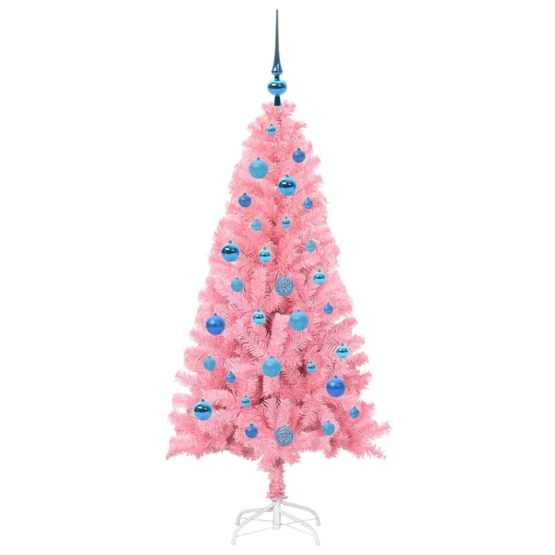 Kalėdų eglutė su 150 LED s stovu Rožinė 150 cm PVC