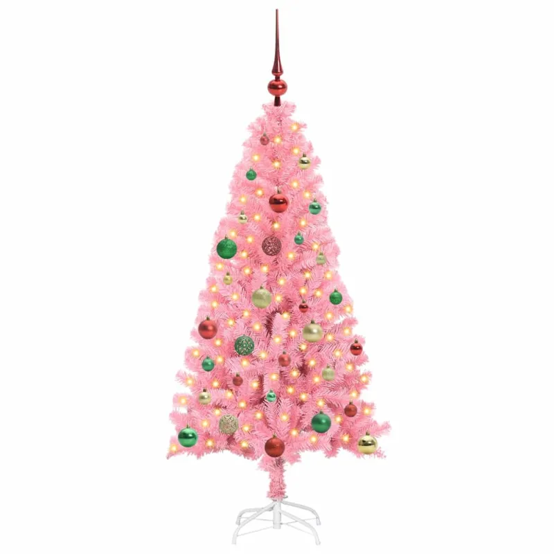 Kalėdų eglutė su 150 LED s stovu Rožinė 150 cm PVC